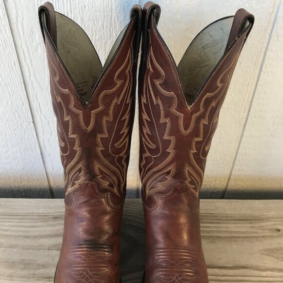 Justin Boots Brown Western Cowboy Boots - Picture 10 of 13